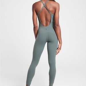 Athleta Sage Green Pirouette Bodysuit with Open Back